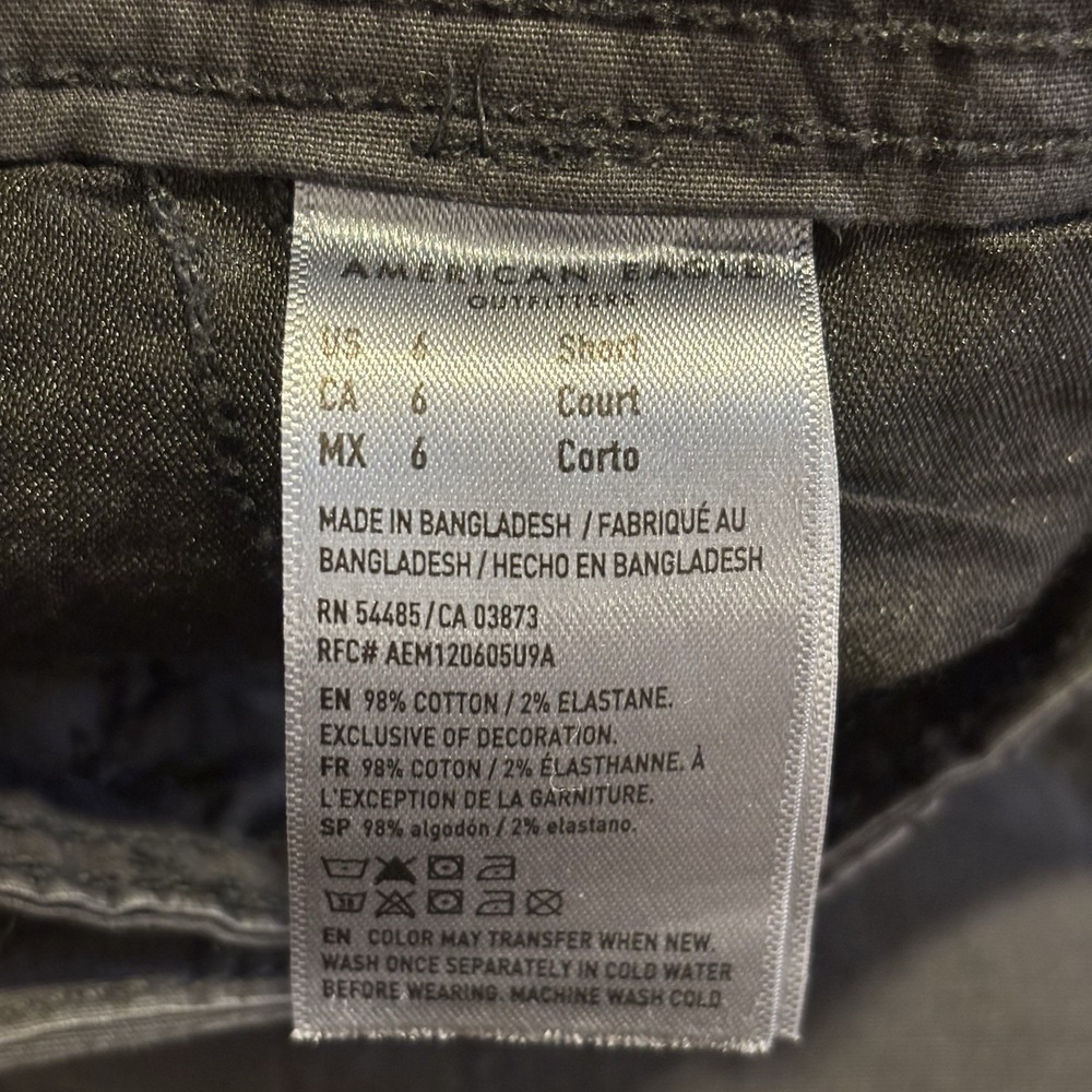 American Eagle Cargo Pants Women's 6 Short Wide Leg Black Baggy Utility Stretch - Picture 14 of 16